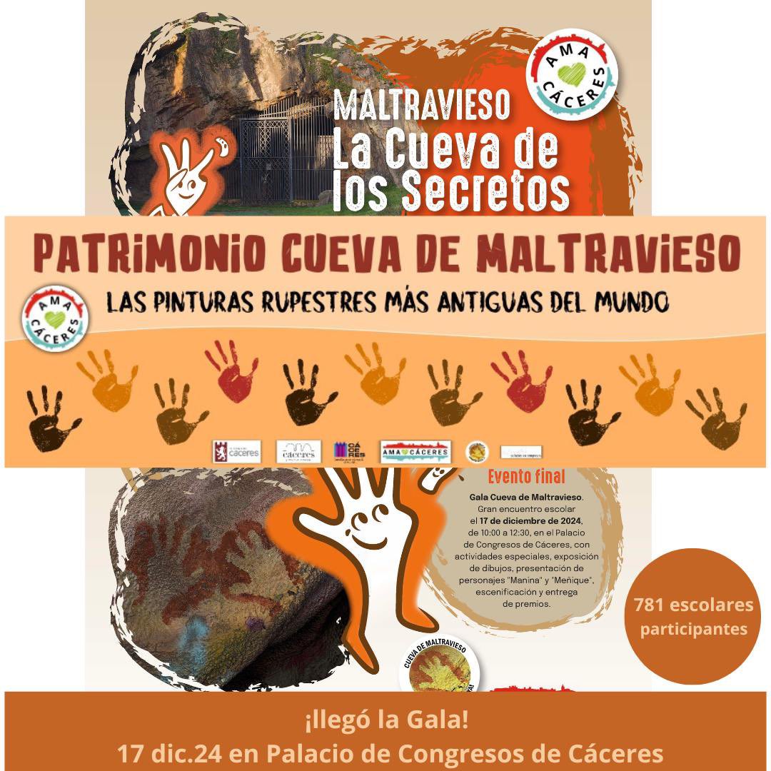 💚 ¡Todo listo para la Gala Final del Proyecto sobre la Cueva de Maltravieso! 

Mañana 17 de diciembre, 781 niños de 5º de Primaria disfrutarán de una jornada llena de diversión, ciencia y cultura en el Palacio de Congresos. 🎭

#CuevaMaltravieso #AmACáceres #CulturaCáceres