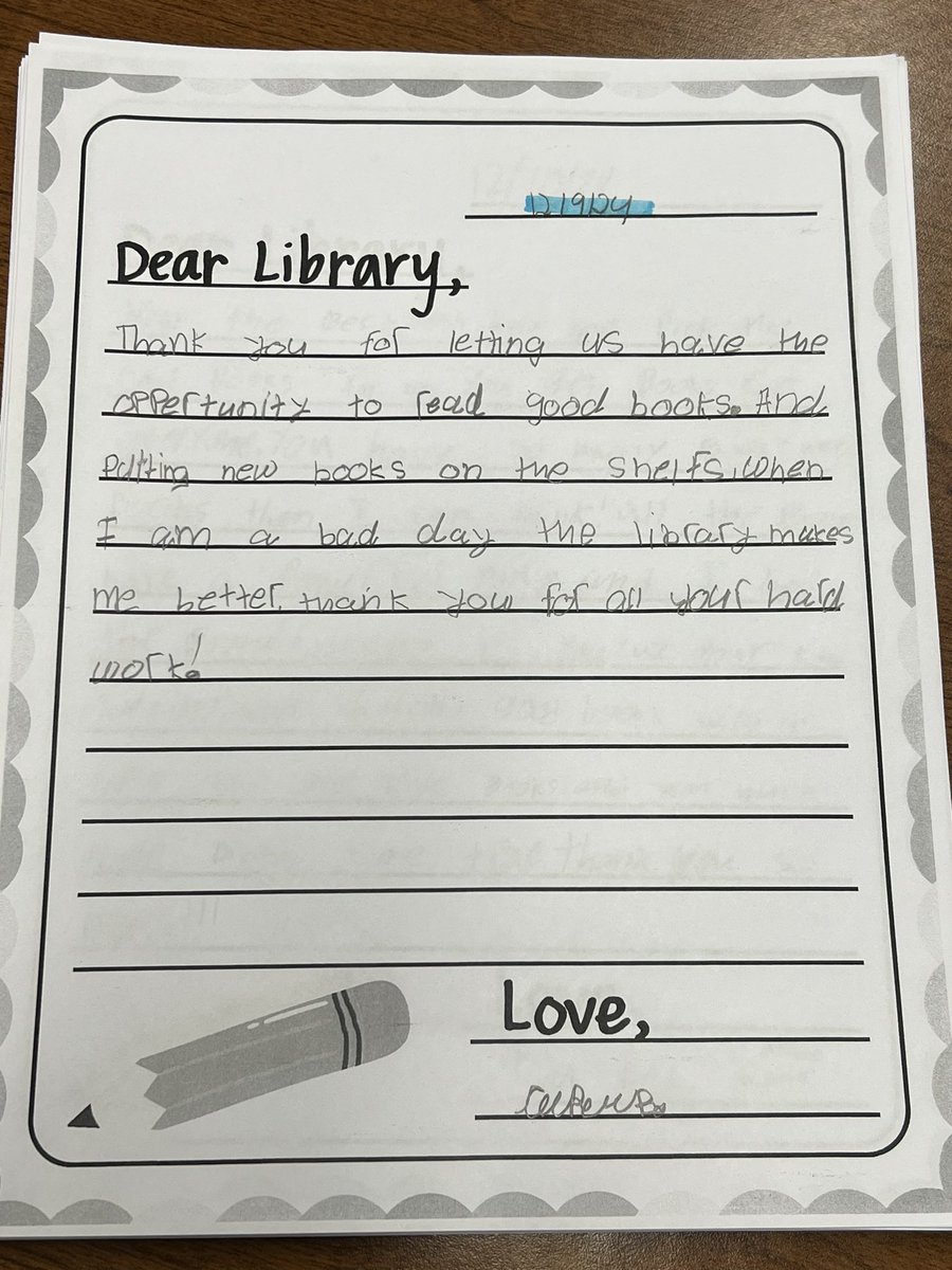 This was the sweetest surprise! These 3rd graders enjoyed this new library book, and then they wrote their own love letters to our library!!! 🥹😊🥰🫶🏼😍 Thank you @devon_lowe33 for making my week!!! #mymisdreads #misdreads #itsaslaughterthing #wearemckinney <a href="/SlaughterLC/">Slaughter Elem LC</a>