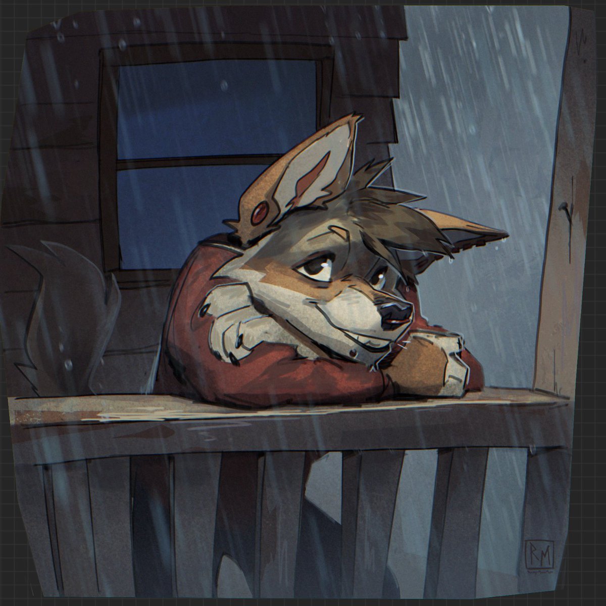 RowdyMushMutt's tweet photo. 🌧️ 

Reward piece for Racoon.

Added some quick rain animation to enhance the atmosphere 👀 https://t.co/ISM5rNrtDB