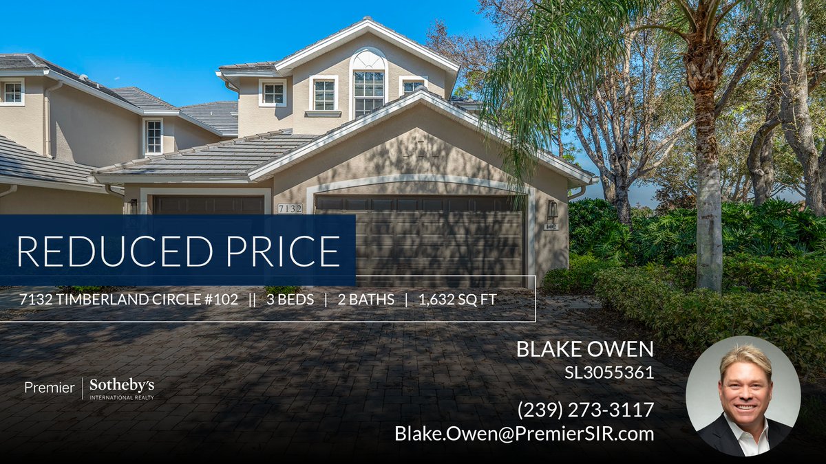 naplesblake1's tweet photo. 📍 Reduced Price 📍 This recently reduced home at 7132 Timberland Circle #102 in Naples won't last long, so, don't wait to set up a showing! Reach out here or at (239) 273-3117 for more information!

Regards,

Blake Owen
Premier So... https://t.co/CSdyX7YYXv https://t.co/Elm1aBuewa