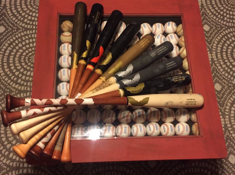 SamBatCorp's tweet photo. A Classic SAM BAT collection! How many SAM BATs do you own? #CustomBats #Baseball #SamBat #Christmas #TheOriginalMapleBat https://t.co/bsk93q6a5P