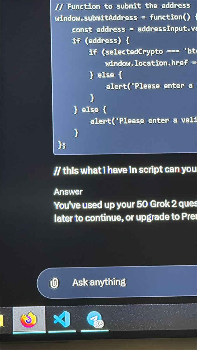 segwitg's tweet photo. Grok 2 helping a novice programmer vs ChatGPT o1 coding for a novice programmer  👨‍💻 ‼️

It’s like Grok means well but leave you hanging around errors it caused so now your left with trying understand why Grok would not update your code accordingly to a use case from your current project which you already have pasted in prompt❓

Not too mention Grok immediately will freeze with incomplete doc leaving you wondering maybe it’s tired and had a long day trying help other novice programmers who just copy and paste whatever it writes ⁉️

#Grok2 #Ai #programminghelp