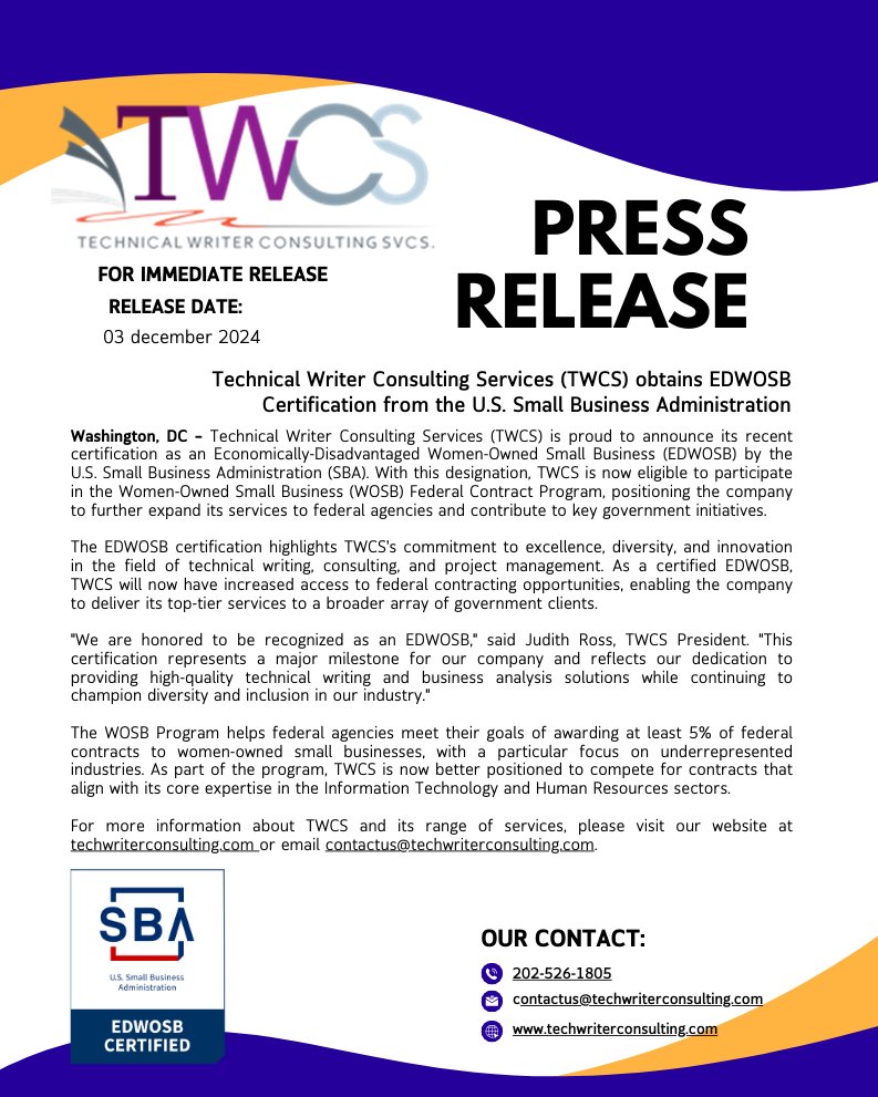 WriteTechs's tweet image. #subcontractor #primecontractor #WomenOwnedBusiness #WOSB #EDWOSB #SmallBusinessStrong #PrimeContractors #TeamingPartners #SupplierDiversity #FederalSubcontracting #DCGovernment #SmallBusinessSetAsides #FederalMarketplace #GSAContracts #ContractingOpportunities