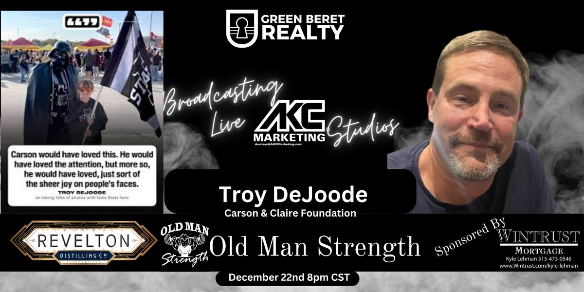 Old Man Strength (@strength_old) on Twitter photo Really honored for the chance to sit down and talk to <a href="/tecumseh71/">Troy DeJoode</a> on December 30th at 8pm live. You saw him on ESPN College Game day but we are looking forward to hearing more about Carson and Claire's story.
Live on Youtube: youtube.com/live/rdXmU7KVW… Really honored for the chance to sit down and talk to <a href="/tecumseh71/">Troy DeJoode</a> on December 30th at 8pm live. You saw him on ESPN College Game day but we are looking forward to hearing more about Carson and Claire's story.
Live on Youtube: youtube.com/live/rdXmU7KVW…