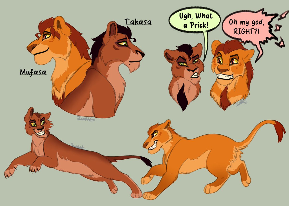 ToXieRat's tweet image. Redesigns for Takasa and Mufasa because I said so😊
Felt like drawing these two being happy before all the trauma. 
#TLK #TLKfanart