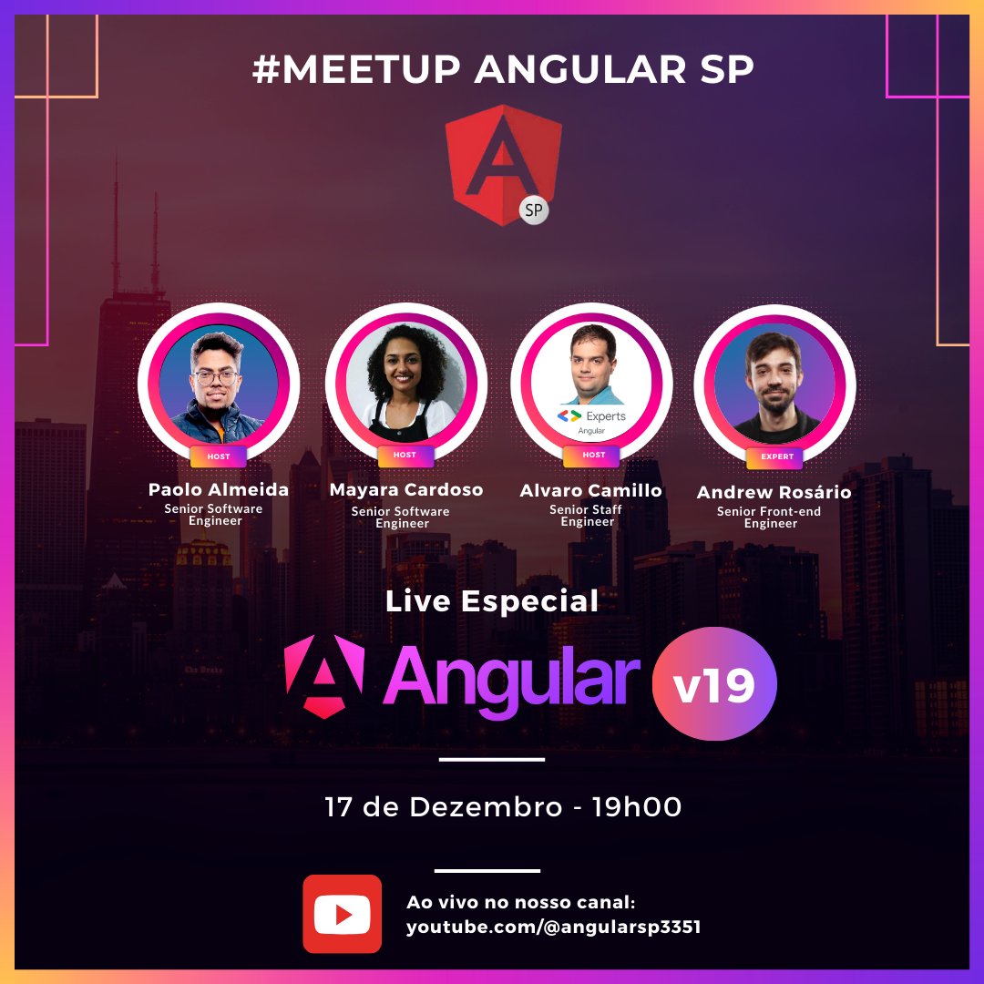 AngularSP's tweet image. Nossa Edição Especial sobre Angular v19 é AMANHÃ!!! 🤩
E estamos com muitas novidades legais pra compartilhar com vocês sobre esta nova versão...
Nosso convidado Especial é o Andrew Rosário, que falará sobre atualizações, novas features, etc...
youtube.com/watch?v=LKkUfK…