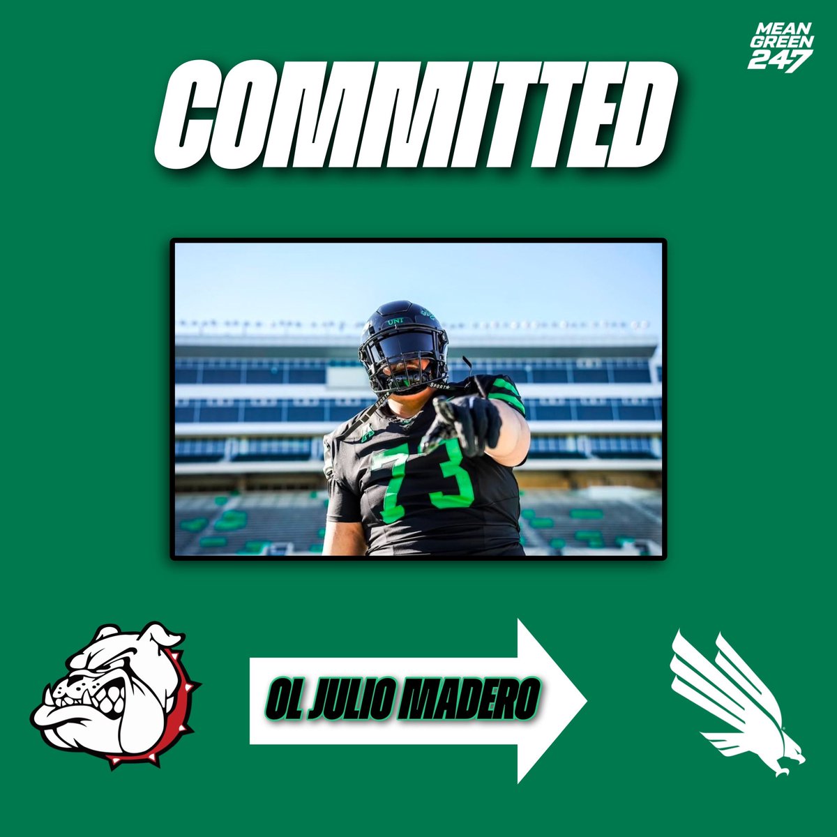 MeanGreen247 (@meangreen247) on Twitter photo UNT picked up a commitment from Navarro OL Julio Madero on Monday.
Madero was named to the Southwest Junior College Football Conference First-Team offense in 2024.
He will have 3 years of eligibility remaining.
Stay tuned for the full story later with <a href="/MeanGreen247/">MeanGreen247</a> UNT picked up a commitment from Navarro OL Julio Madero on Monday.
Madero was named to the Southwest Junior College Football Conference First-Team offense in 2024.
He will have 3 years of eligibility remaining.
Stay tuned for the full story later with <a href="/MeanGreen247/">MeanGreen247</a>