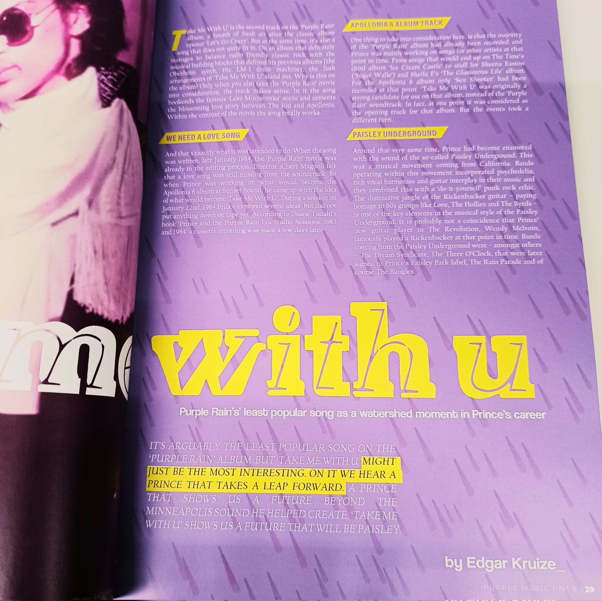 ☔ Purple Music nº 5 💜 Available on purplemusic.es and Google Play. Limited edition. Get yours before it's 2 late! ☔👇🏻
purplemusic.es/tienda/revista…

⭐ Essay about "Take Me With U" written by author @edgarkruize. ⭐