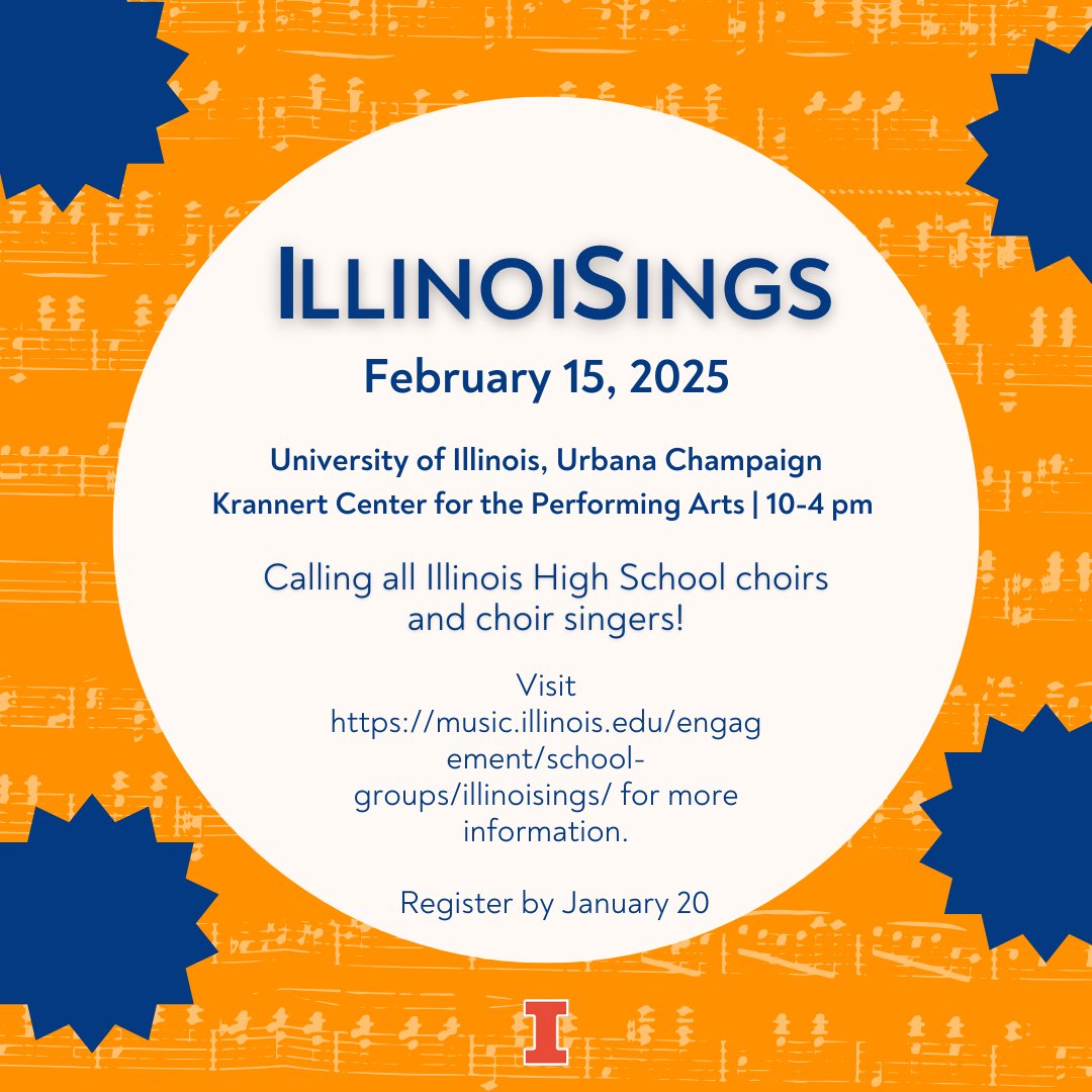Illinois Sings Registration Open! 🎶 We’re excited to welcome full choirs and individual singers, along with their teachers, to join us on Feb 15, for a day full of enriching clinics designed for both students and educators. 

More Info: music.illinois.edu/engagement/sch…