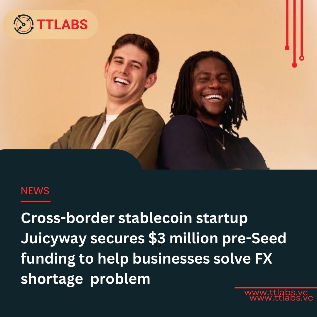 TTlabs_vc's tweet image. Cross-border stablecoin startup Juicyway secures $3 million pre-Seed funding to help businesses solve FX shortage problem.

Follow us for more @ttlabs_vc

#ttlabs_vc #northernfounders #startupfounders #funding #businesssuccess #follow #entrepreneurship #vc