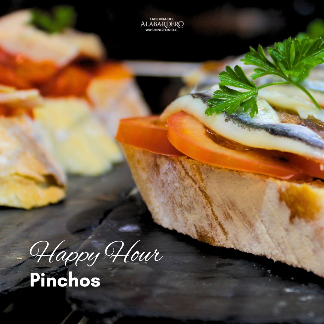 AlabarderoDC's tweet image. Who needs a reason to celebrate when Happy Hour is this delicious? 😋 Pinchos at $2.50 and cañitas at $4. Monday to Friday, 3PM to 7PM. Meet us at the bar! 🍢✨

#HappyHour #Cocktails #Skewers #Pinchos #Beer #Tapas #Wines #Food #DCFood #DishesFromSpain