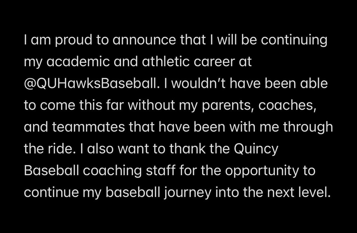 Excited to commit <a href="/QUHawksBaseball/">Quincy University Baseball</a> 

#HawkYeah