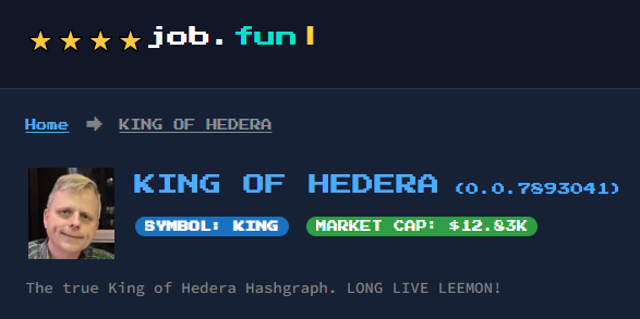 Ever wondered about #memecoins?
Heres one fresh from the oven.

Check out KING OF HEDERA on <a href="/MemeJobFun/">memejob</a> 

memejob.fun/token/0.0.7893…

$HBAR $KING