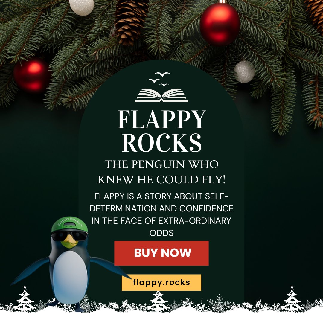 🎄🎁This Christmas, give the gift of inspiration!🎁🎄
Flappy Rocks – The Penguin Who Knew He Could Fly!🐧
🎅Order now at flappy.rocks and share the magic of Flappy this holiday season!
#ChristmasGifts #FlappyRocks #PenguinWhoCouldFly #HolidayInspiration #GiftOfReading