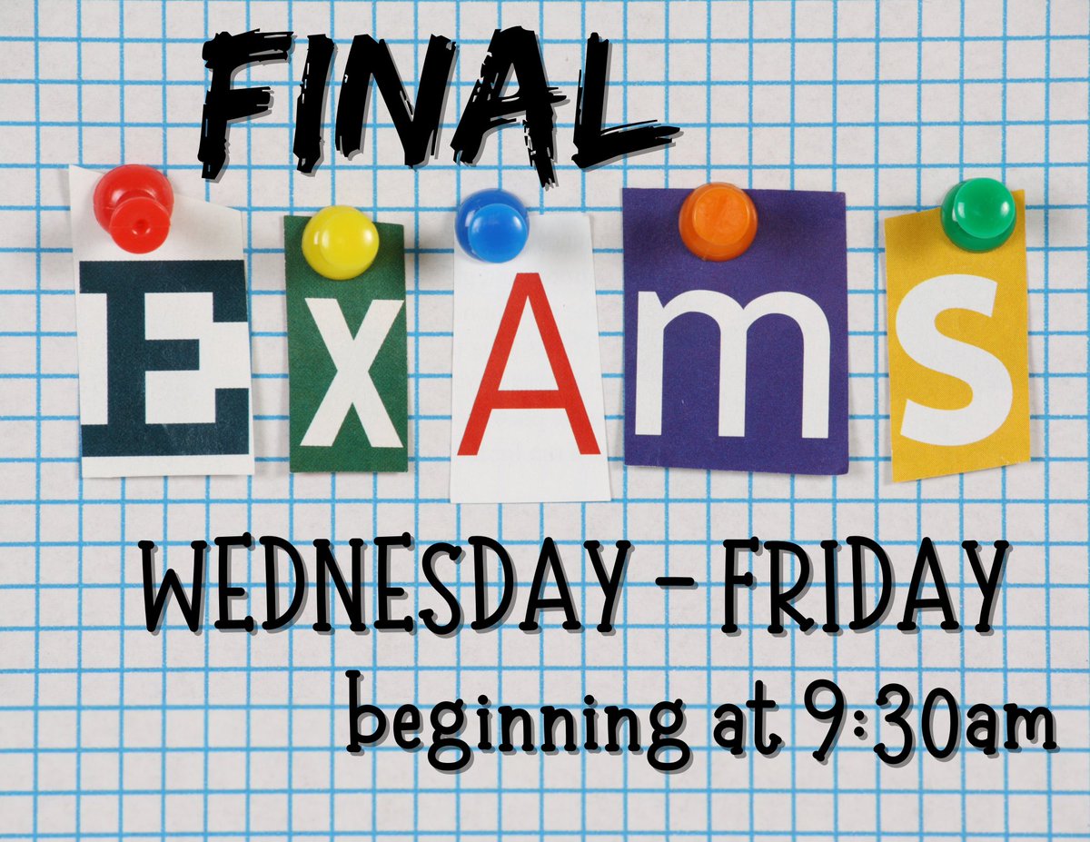 Are you ready? Final Exams begin Wednesday at 9:30am. Find the full exam and bus schedule  on our website.
