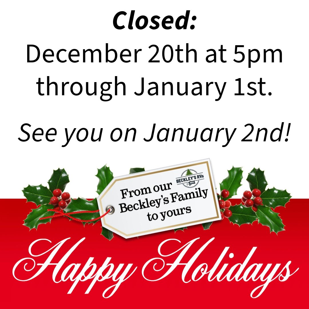 🎄 #BeckleysFamily will be spending a well deserved time with their families during this holiday season.  But don't worry, we'll be back before you know it!  See you in the New Year! 🥂

 #holidayseason #family #holiday #BeckleysRVs #RelaxExploreLIVE #BeckleysDifference