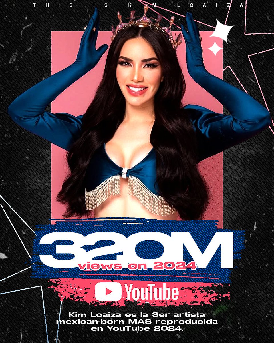 ThIsKimLoaiza_'s tweet photo. — Kim Loaiza cierra el año 2024 con +320MILLONES de Reproducciones en YouTube.

— Se consagra como la 3era artista mexican-born con mayor ganancia este año, a pesar de solo haber lanzado 9 canciones! https://t.co/KDjNO9TGWl