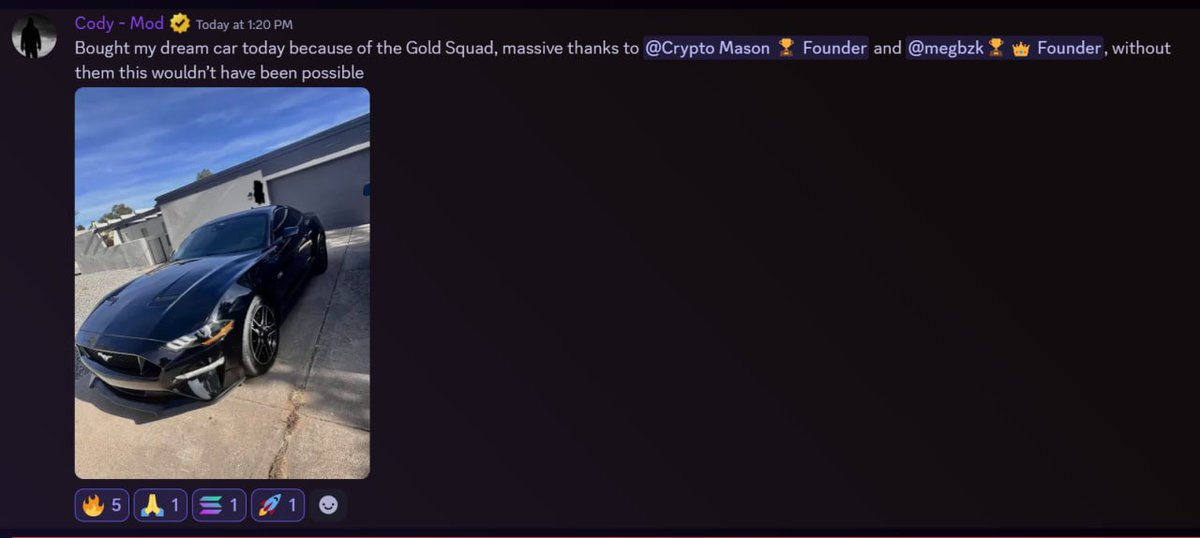 GoldSquad's tweet image. ANOTHER CAR SECURED FOR GOLD SQUAD VIP'S 🐂

This was our moderator this time!

Do NOT join our VIP, if you are:

- Impatient
- Desperate for money
- Entirely broke with $1 to your name
- Not willing to put in work
- Want memecoin calls only

Not everyone is gonna make enough to…