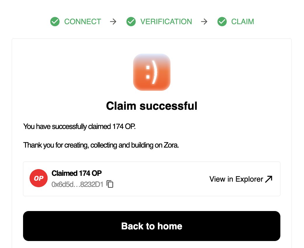 🎉 <a href="/zora/">$zora</a>'dan Retrogrant Airdrop

Zora, Optimism'den aldığı 300K $OP hibesini topluluğuna dağıttı. Claim esnasındaki KYC detayları (US Vatandaşlığı soruları vs..), bana Zora Airdrop ön hazırlığı gibi geldi. Ayrıca kriterler biraz ağır olmuş, epey kişi 'Not Eligible'dan dert