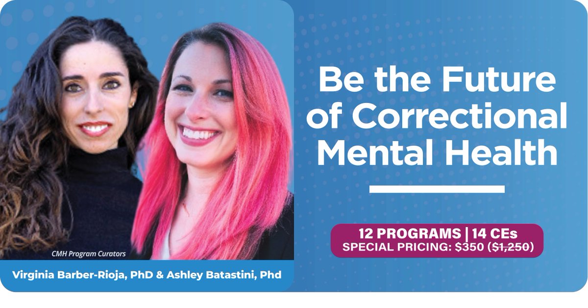 Palo Alto University (@lifeatpau) on Twitter photo Demand for Correctional Mental Health practitioners is higher than ever. Sign up for 12 Correctional Mental Health programs yielding 14 CEs for only $350 (usually $1250). CEs apply to our Correctional Mental Health Certificate coming in May! hubs.ly/Q02_r1LZ0
<a href="/CONCEPT_CE/">CONCEPT Continuing & Professional Studies Division</a> Demand for Correctional Mental Health practitioners is higher than ever. Sign up for 12 Correctional Mental Health programs yielding 14 CEs for only $350 (usually $1250). CEs apply to our Correctional Mental Health Certificate coming in May! hubs.ly/Q02_r1LZ0
<a href="/CONCEPT_CE/">CONCEPT Continuing & Professional Studies Division</a>
