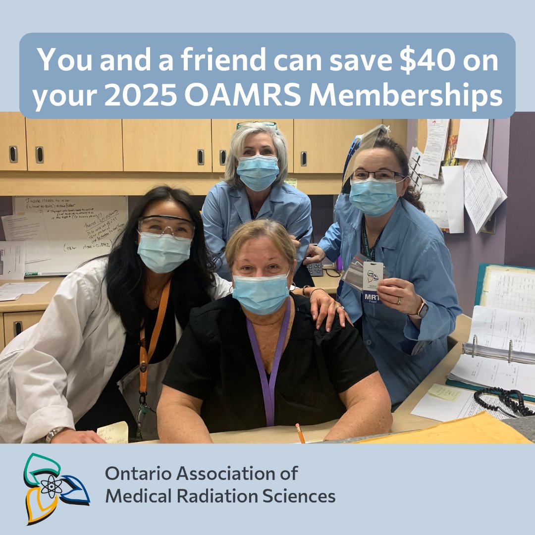 OAMRS1's tweet image. Take advantage of our Refer-a-Friend discount and save $40 on 2025 OAMRS Memberships. Contact OAMRS to get your discount codes today. #MRTproud #DMSproud #OAMRS #Radiography #NucMed #MagneticResonance #RadTech #Sonography #MRT #DMS #RT #CT #MRI