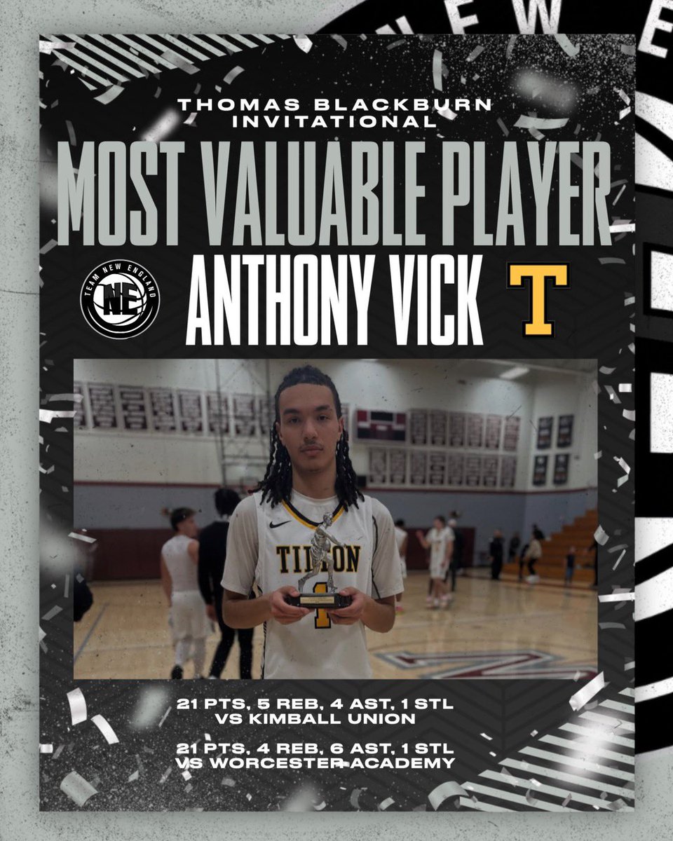 2027 <a href="/antvick13/">Anthony Vick III</a> went into Worcester &amp; put on a scoring clinic to earn MVP of the Blackburn Invitational‼️1st for a soph in 5 yrs.

The 6’3” G recruitment is taking shape w/ multiple MMs now calling w/interest.

Ant is a key part of one of the best 27’ teams in the 🇺🇸 this spring.