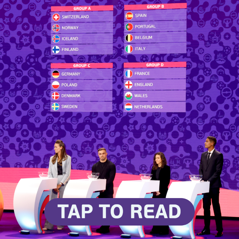 WEURO's tweet photo. The #WEURO2025 groups were set at the final draw in Lausanne, Switzerland on Monday ✅

Read all about it 🗞️⤵️