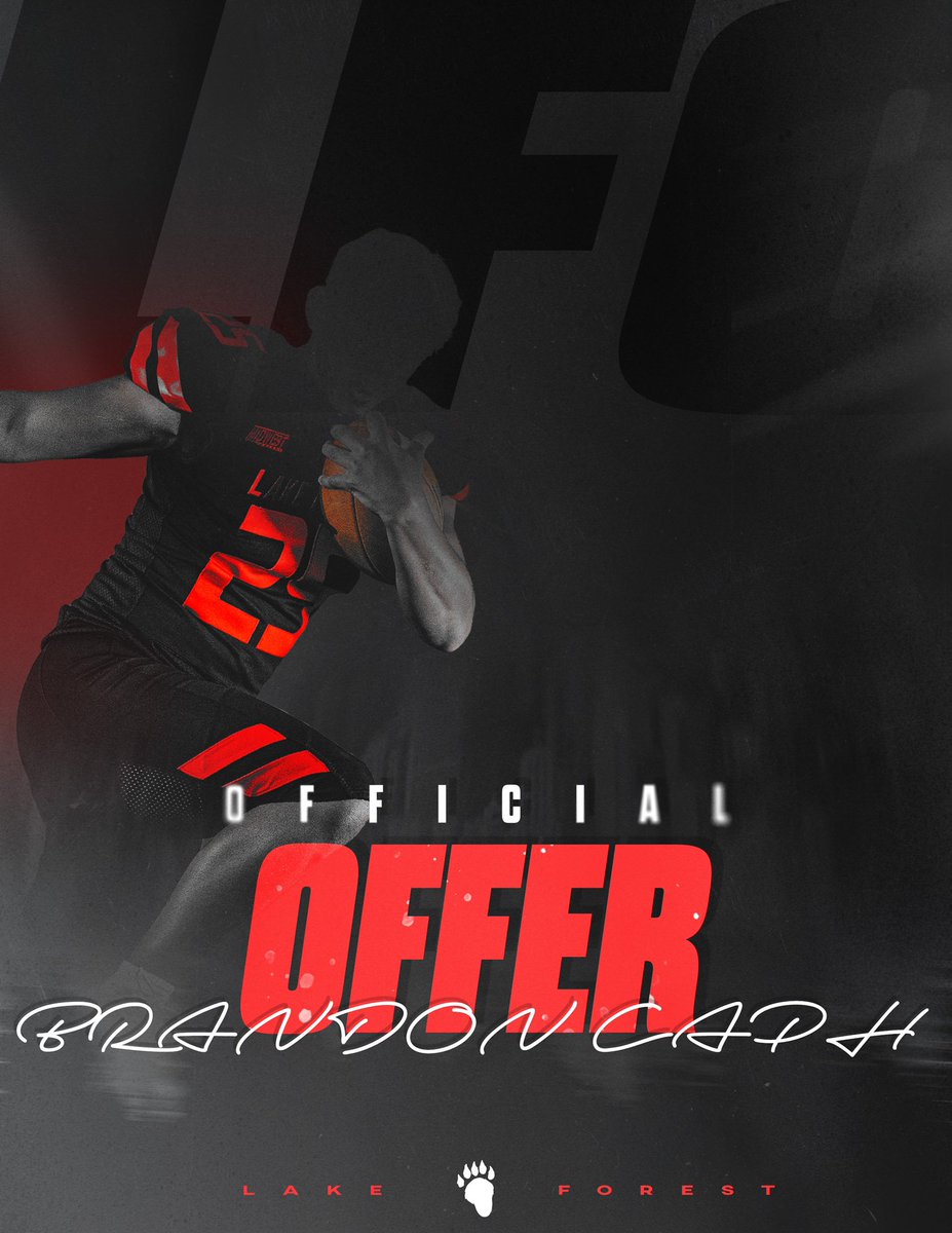 Brandon Caph (@brandoncaph) on Twitter photo Blessed to receive my 4th official offer from Lake Forest 🐾 ❤️ <a href="/COACH_MAC_3/">Leon McElrath III</a> <a href="/Coach_Sanchez55/">Mark Jacob Sanchez</a> Blessed to receive my 4th official offer from Lake Forest 🐾 ❤️ <a href="/COACH_MAC_3/">Leon McElrath III</a> <a href="/Coach_Sanchez55/">Mark Jacob Sanchez</a>