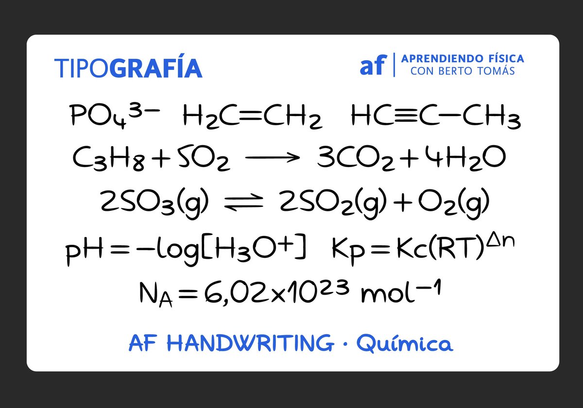 af_bertotomas's tweet photo. Ya podéis probar la nueva #tipografía AF Handwriting. La primera fuente caligráfica que incluye los símbolos necesarios para redactar de manera informal #física #química y #matemáticas https://t.co/5VYkUC5LYo