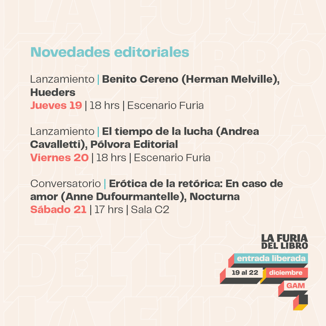 Durante La Furia del Libro 2024 en <a href="/centroGAM/">Centro GAM</a>, haremos un foco especial en el oficio de la traducción, con actividades que reunirán a representantes del campo editorial para conversar respecto del panorama actual de la traducción en el país.
Te esperamos.

lafuriadellibro.com