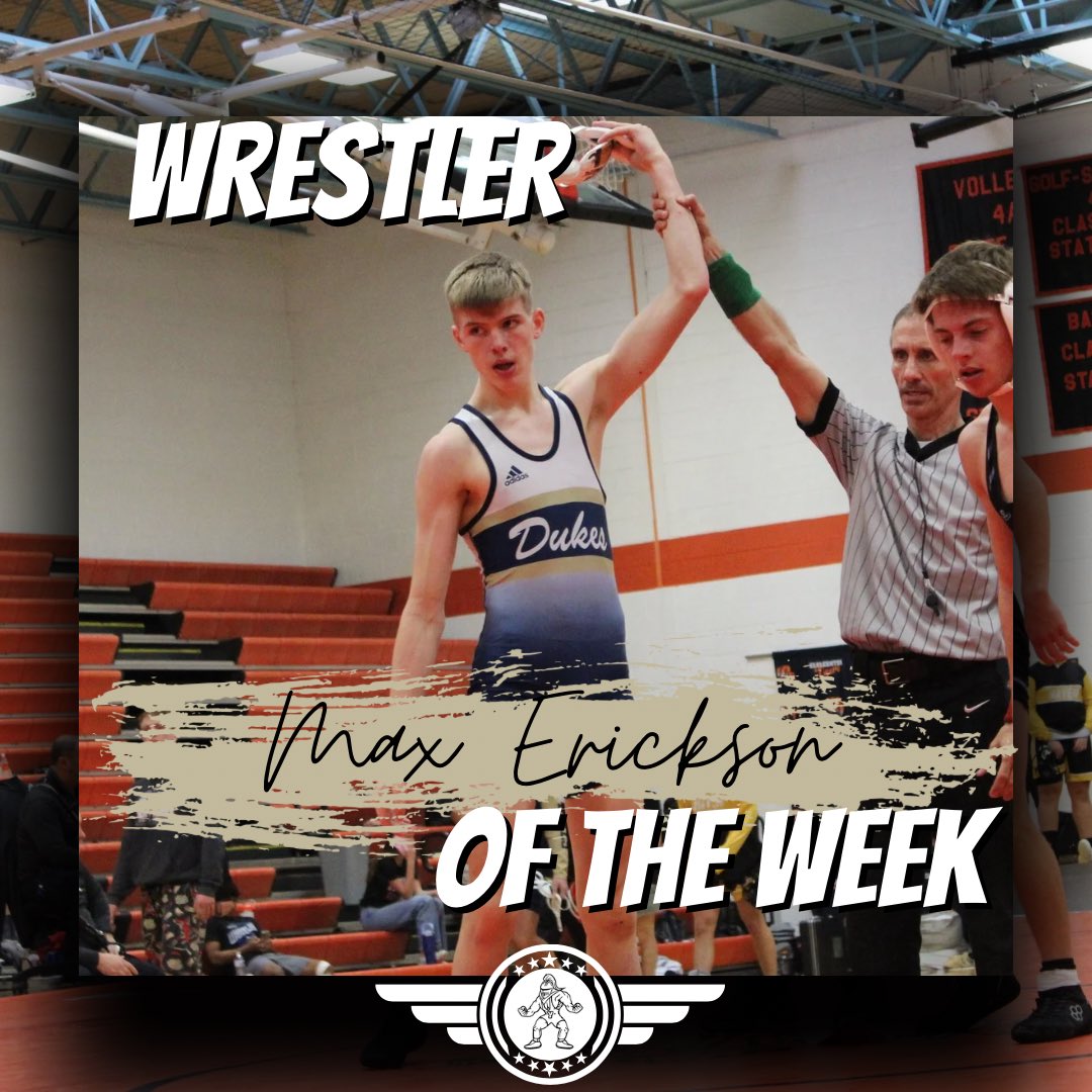 Wrestler Of The Week🤼
Greysen Light: Runner-Up finish at Clay Center Invite. Nice comeback win in the semifinals. 
Max Erickson: Runner-Up finish at Clay Center Invite. Finished the day with a 4-1 record. 
Great job Greysen &amp; Max! #yorkdukes #letitfly