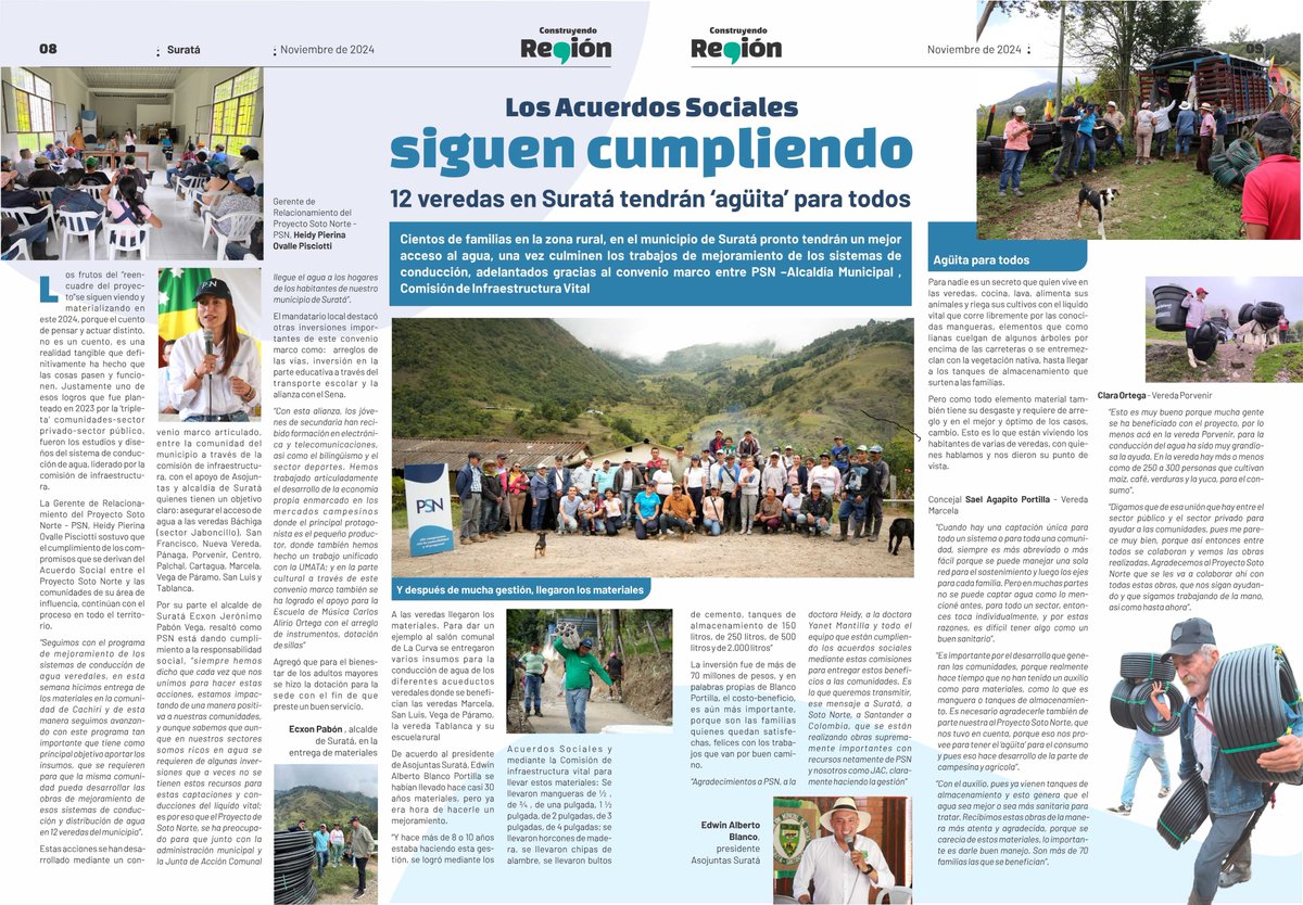 Los frutos del “reencuadre del proyecto” se siguen viendo y materializando en este 2024, porque el cuento de pensar y actuar distinto, no es un cuento, es una realidad tangible que definitivamente ha hecho que las cosas pasen y funcionen. 
#Suratá
<a href="/ArisMining/">Aris Mining</a> <a href="/ProSotoNorte/">Proyecto Soto Norte</a>