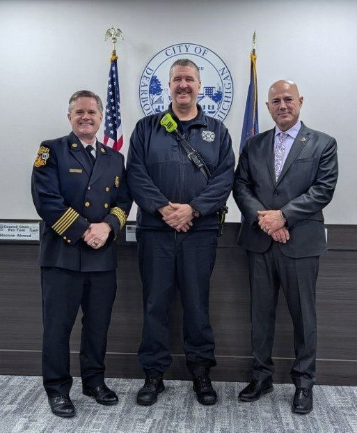 Three <a href="/iaff1355/">Dearborn Heights Firefighters</a> members were promoted tonight:  Josh Erickson to battalion chief; Sean Phelan to captain; and Hunter Moore to lieutenant.  Also, BC Dave Digue is working his last shift today.  Congratulations to all!  <a href="/MPFFU/">MPFFU</a> <a href="/IAFFofficial/">International Association of Fire Fighters</a>