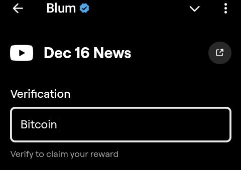 do_ni_e's tweet photo. BLUM YT TASKS

Crypto in everyday life
Ans: Blumance

DEC 16 News
Ans: Bitcoin https://t.co/b23h27hCuR