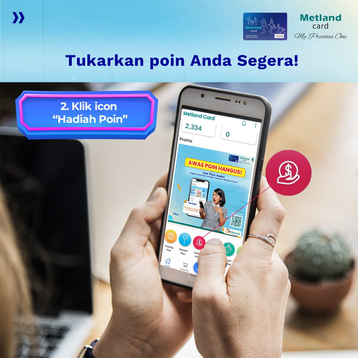 metlandcard's tweet photo. AWAS POIN HANGUS🗣️
Segera tukarkan poin Metland Card yang kamu miliki dengan berbagai pilihan merchandise menarik dan e-voucher melalui aplikasi Metland Card. Poin yang tidak ditukarkan akan hangus. Batas penukaran poin hingga 31 Desember 2024

#MetlandCard #PoinHangus https://t.co/p4lmV5INhB