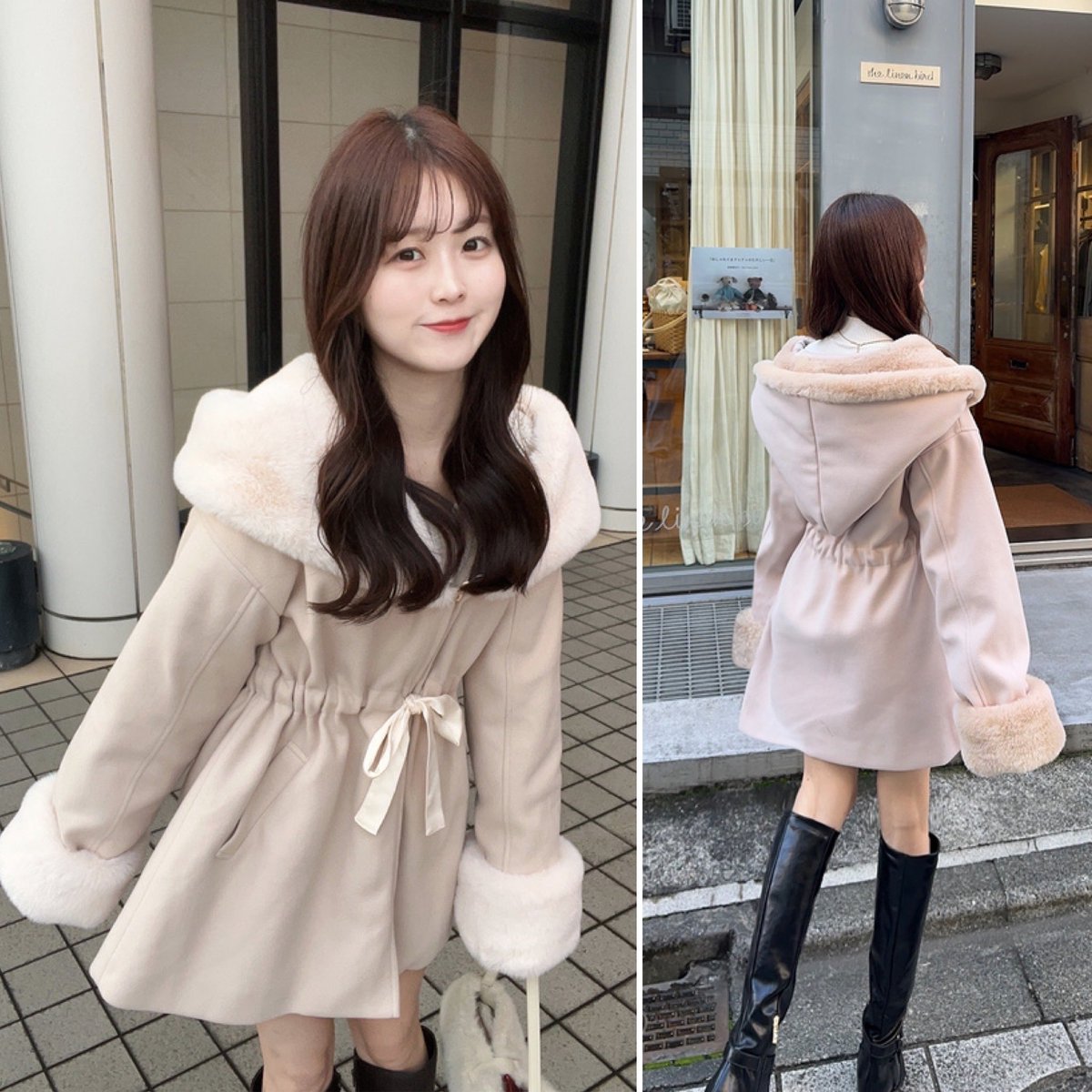 美品✩フード有り✩ロシアンリス✩ファーコート✩XL✩軽難有 こちらの着画も可愛くて届くのが楽しみ💕 エコファーの質がかなり良さ