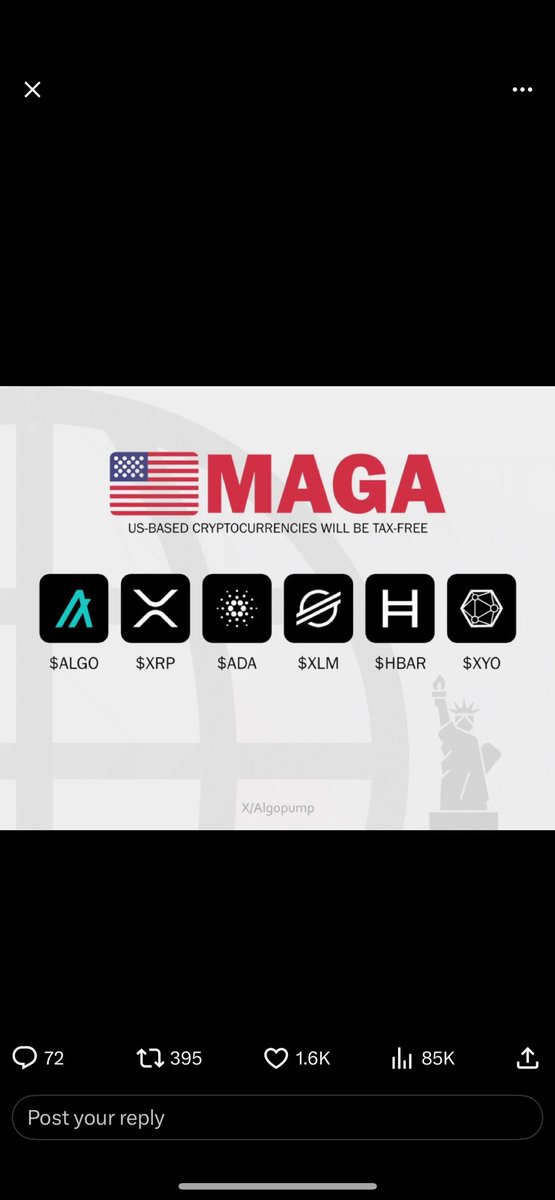 🔴 العملات المشفرة التي تتخذ من الولايات المتحدة مقرا لها “ستكون معفاة من الضرائب”

$ALGO
$XRP
$ADA
$XLM
$HBAR
$XYO