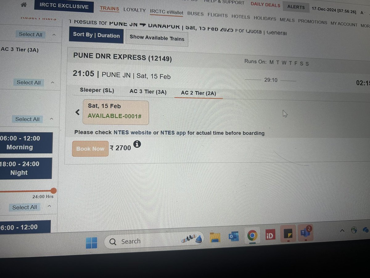 pranav339's tweet photo. @IRCTCofficial @AshwiniVaishnaw Advance ticket booking window for Feb 15, 2025 started today at 8 AM. But IRCTC is showing only 1 Seat available in 2AC. 
Question-
Is all seat already booked before 60 days advance window or there is full scam or seat is locked for agent booking ? https://t.co/lbARjZUxeT