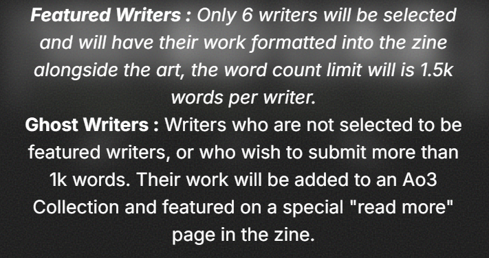 swordlogiczine's tweet photo. - UPDATE ON WRITERS -  

Due to the growing interest in writing for this zine, we have updated the guidelines. All writers will now be able to join the zine, as one of the two following types:

#Destiny2 #Destiny2Art #Destiny #SwordLogicZine https://t.co/aAdrbQt7ri