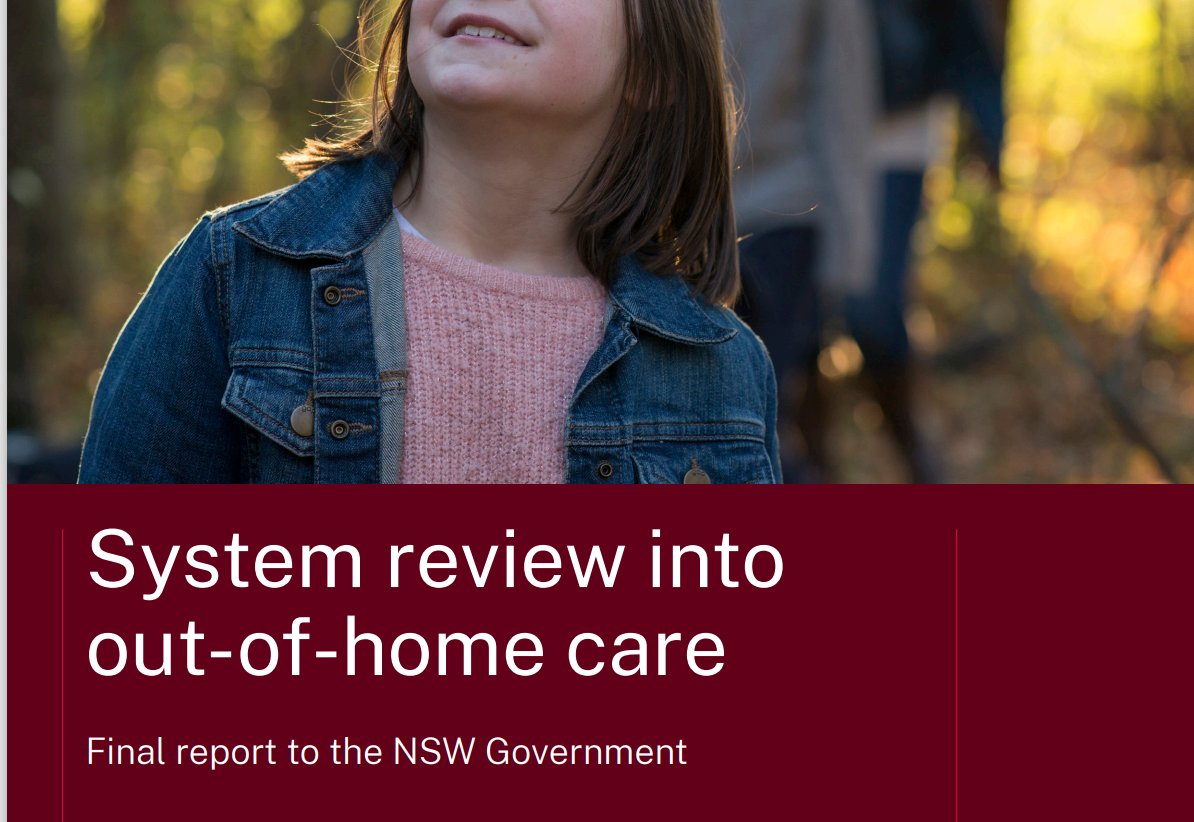 This recent official review on the alternative care system for children in the state of New South Wales, Australia should be of interest in other jurisdictions not least here in Ireland.  lnkd.in/dSG-7m7j