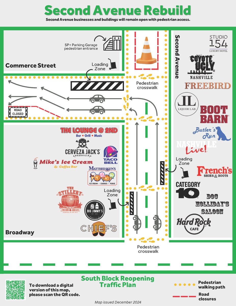 2nd Ave Construction Update: 
The south block will officially reopen to vehicle traffic ahead of schedule on Friday, Dec. 20th! See below for the updated traffic map.