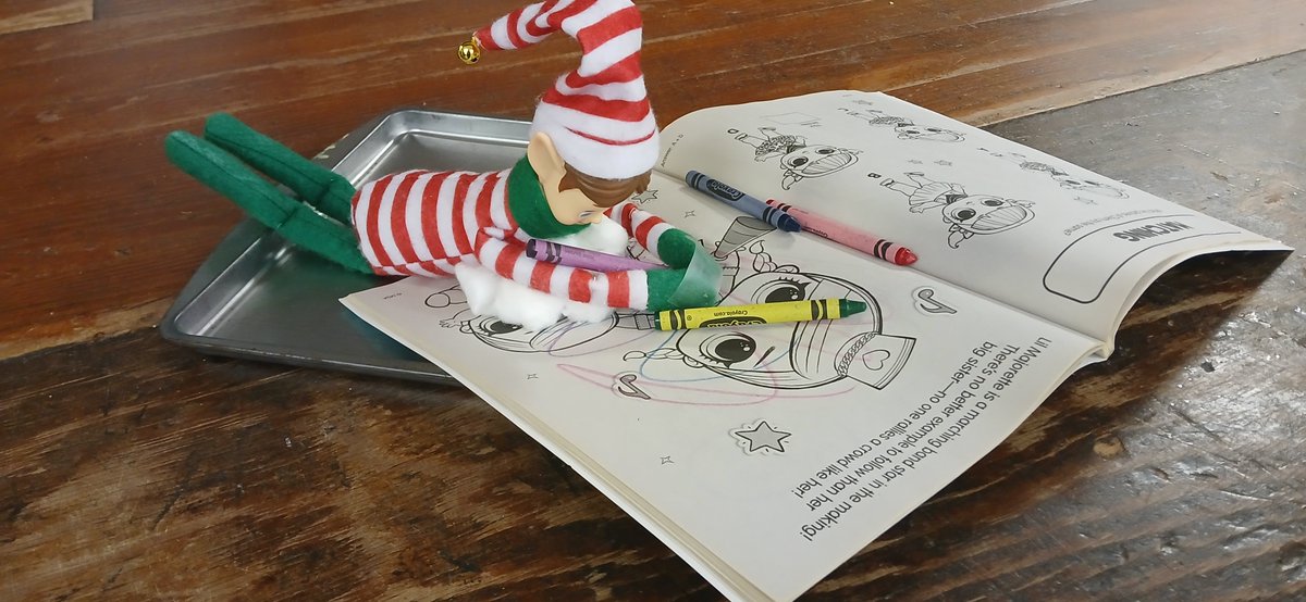 MarionExtDay's tweet image. Coco has been enjoying her vacation at MAP @WyominaWarriors. Last week she worked on her art. Vacationing can be hard, so Coco took a nap. 
To ensure she doesn’t get sick and is ready to help with Santa’s Christmas Eve deliveries, she is drinking vitamin C right from the source.