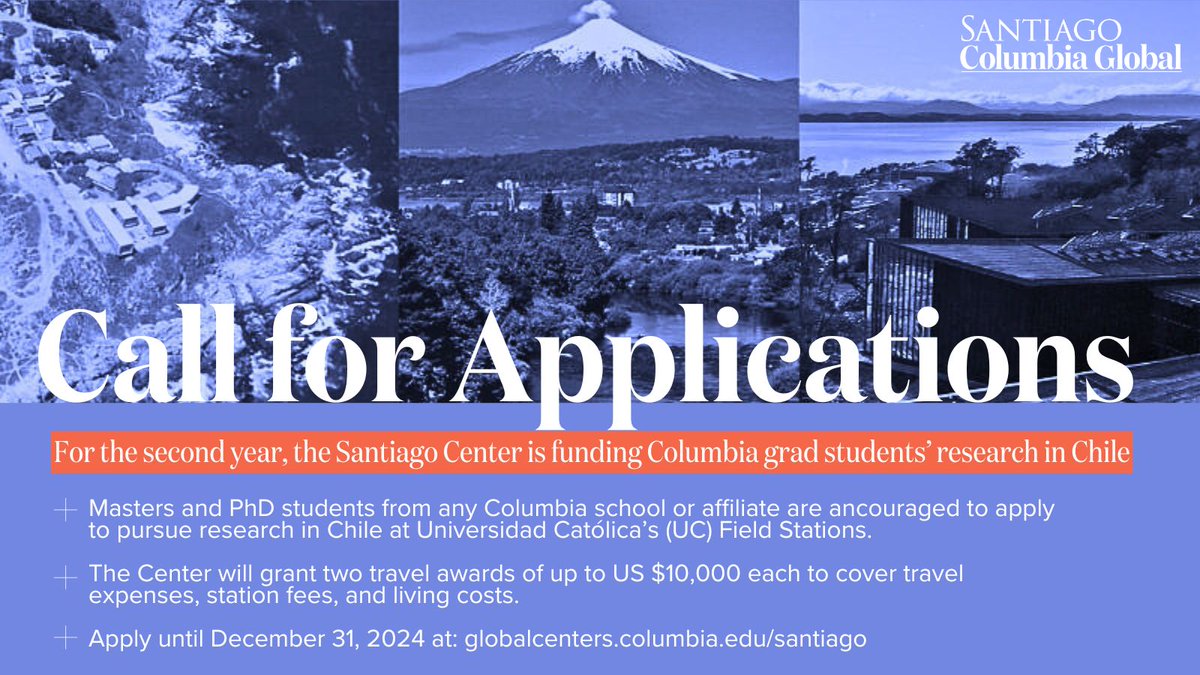 CGCSantiago's tweet image. 📣 Calling all @columbia grad students! There's still time to apply for funding for #fieldresearch in Chile 🇨🇱through our #researchgrant program. Applications close on December 31. Read more &amp;amp; apply here! ➡️ globalcenters.columbia.edu/content/call-g…