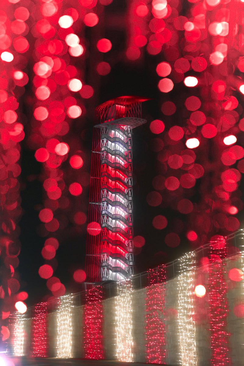 The COTA tower is looking sweet this season, striped like a candy cane for Peppermint Parkway. Don’t miss the magic — grab your tickets now at peppermintparkway.com! 🚗✨