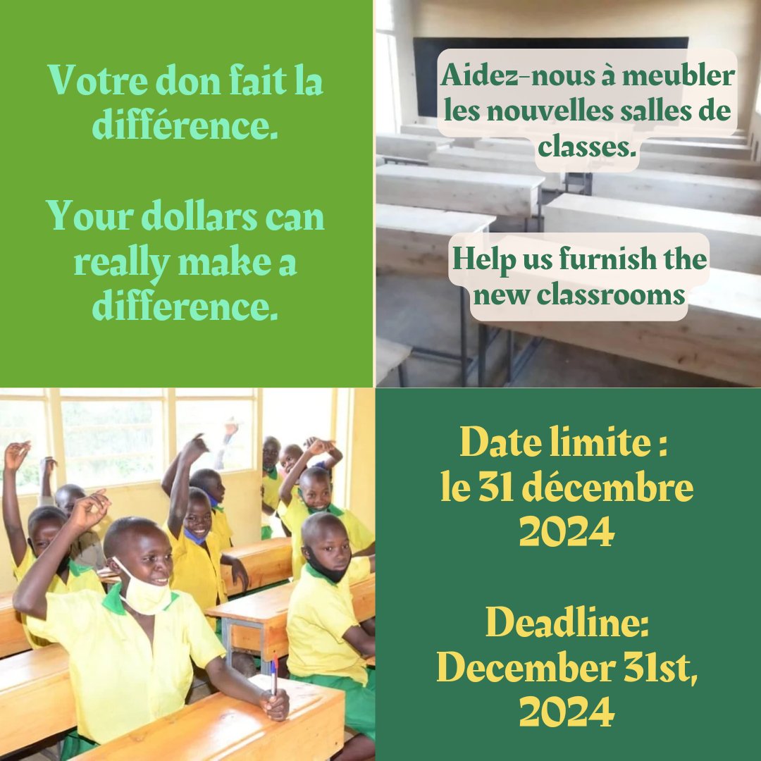 CheminLumiere's tweet photo. Reminder: you have until December 31st, 2024 to make a donation of 20$ or more and get a tax receipt for 2024.

Your generosity will help us furnish the new classrooms we've just completed.

Thank you for being part of this adventure! Make a contribution: https://t.co/vSc0B941Y6 https://t.co/CvhVYEZmuZ