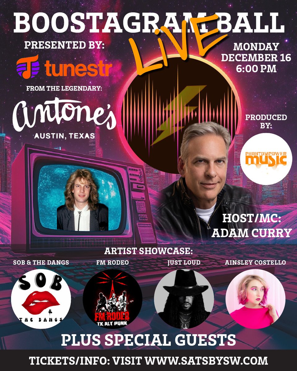 fountain_app's tweet photo. In two hours from now, @adamcurry hosts Boostagram Ball Live at @Antones in Austin, TX.

Performances from @AbelJames @fmrodeotexas @iamjustloud, @soozanto, @ainsleymusic07 and more.

Boosting from home? Join the livestream here:
https://t.co/UEgrB0qulJ https://t.co/jDV48EFbnv