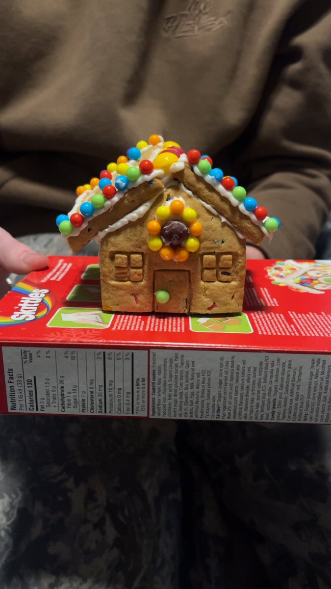 priilz's tweet photo. we made gingerbread houses but why did my bf actually do so good!? mine looks like santa crashed into the roof😭❤️ @imOohKay https://t.co/qAfb1MTNWl