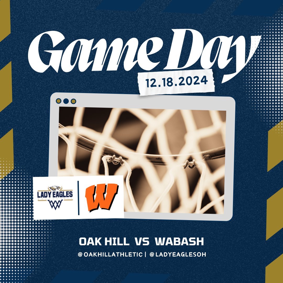 🔵🟡Game Day🟡🔵
🏀 Girls Basketball 🏀
🆚» Wabash
📍» Oak Hill
⌚» 6pm
📺» IHSAA TV
<a href="/LadyEaglesOH/">Oak Hill Lady Eagles Basketball</a>
#WingsUp🪽
#StayGolden
#PackTheNest🪹