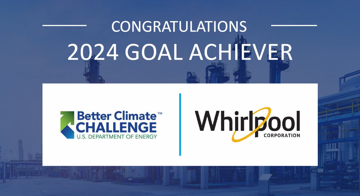 Better Plants (@betterplantsdoe) on Twitter photo Kudos to <a href="/WhirlpoolCorp/">Whirlpool Corporation</a> on becoming a #BetterClimateChallenge Goal Achiever! 🎆 In just 5 years, Whirlpool achieved a 68% reduction in emissions through their:
✔️ World Class Manufacturing program
✔️ 2 wind farm projects in east Texas
✔️ & more: …terbuildingssolutioncenter.energy.gov/partners/whirl… Kudos to <a href="/WhirlpoolCorp/">Whirlpool Corporation</a> on becoming a #BetterClimateChallenge Goal Achiever! 🎆 In just 5 years, Whirlpool achieved a 68% reduction in emissions through their:
✔️ World Class Manufacturing program
✔️ 2 wind farm projects in east Texas
✔️ & more: …terbuildingssolutioncenter.energy.gov/partners/whirl…