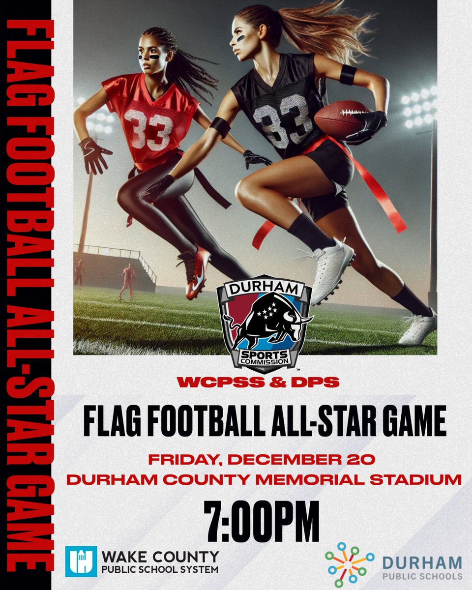 Get ready to join us for some Friday Night Lights! Our WCPSS and DPS Flag Football All Star Game!